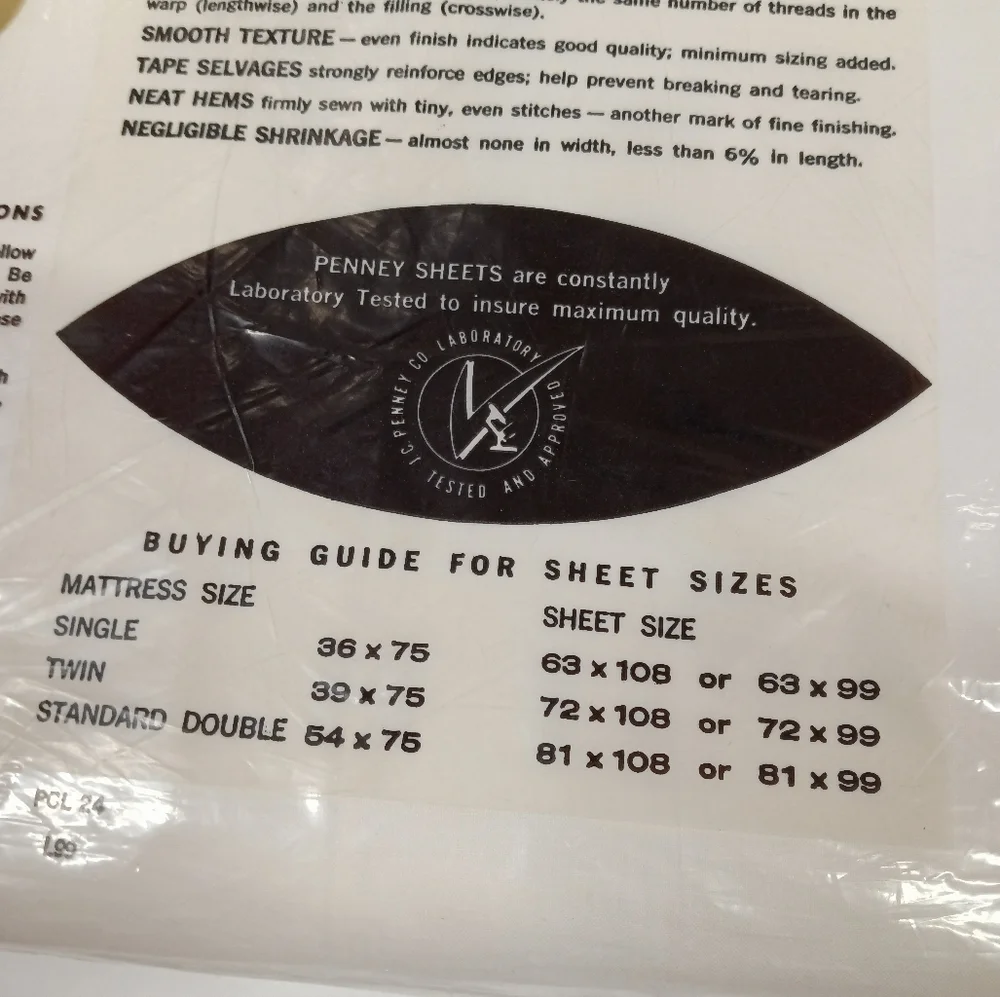 NEW JC Penneys New Old Stock Vintage Combed Cotton Percale Twin Sheet